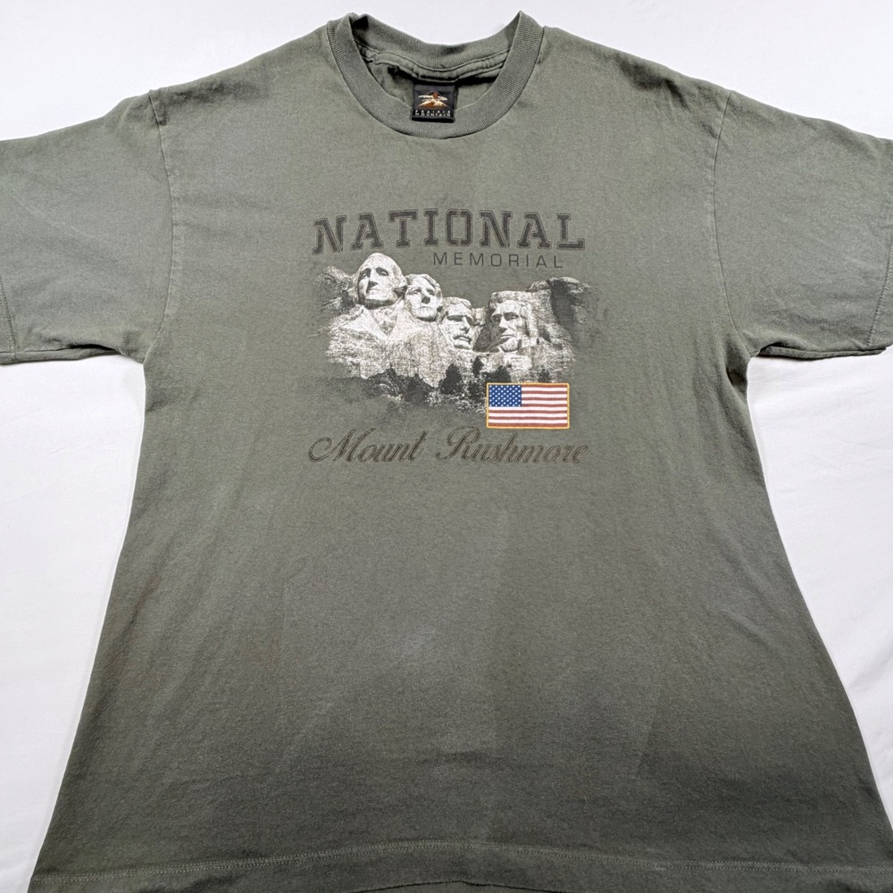 Mount Rushmore National Memorial T Shirt USA Made Prairie Mountain XL Green‎ Y2K